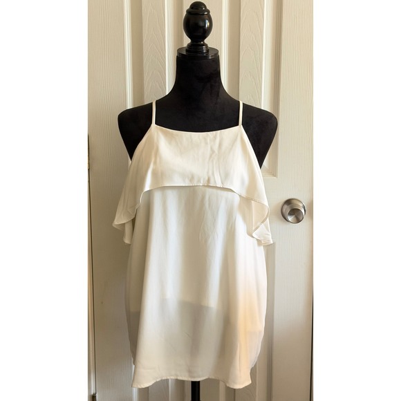 Ann Taylor Tops - Ann Taylor Womens Cream Cold Shoulder Popover Camisole Blouse NWT Large 23439009